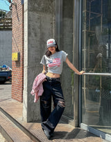 [Planned Product] Arty Damage Washing Wide Denim Pants