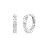 Silver Sparkle Cross 925 Silver Ring Earring E061-07H