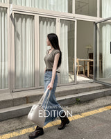 【MADE】Slit denim long skirt