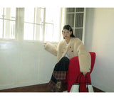 wool kitsch button round fur jacket