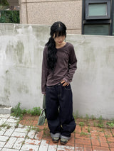 Celes Back Adjust Raw Denim Wide Pants