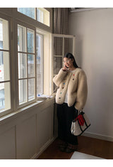 wool kitsch button round fur jacket