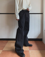 Curden Diagonal Cut Curved Bootcut Pants