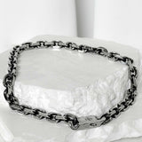SS-SURGICAL STEEL ORIGINAL CHAIN NECKLACE_10mm BLACK SILVER