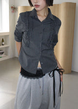 フリルストライプシャツ