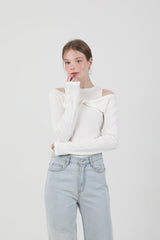 レイヤードツイストTシャツノースリーブセット White