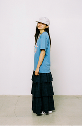 Twister Star Check Tiered Skirt - Navy  