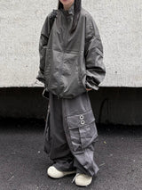 quad eyelet cargo wide pants