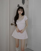 [MADE] Viola Lace Shirred Mini Dress