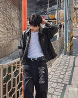 アーバートレタリングワイドデニムパンツ