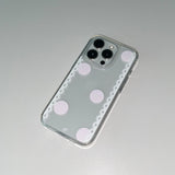 [MADE]  POLKA LACE PHONE CASE PINK (clear jelly hard)