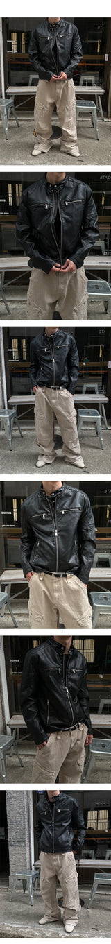 [PROMOTION] Vegan leather shoulder patch jacket