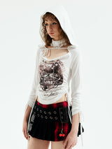 Emoha Black Witch Rock Visual Kei Red and Black Plaid Pleated Skirt