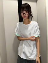 Fake Layered Arm Snap Oversized T-Shirt 6color