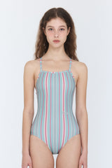 [Milky Stripes_green fig] One Piece Swimsuit