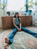 smile boot cut pants navy