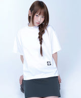 Semi-crop half neck symbol tee - WHITE