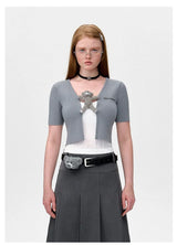 13DE MARZO Bear Buckle Thin Cardigan