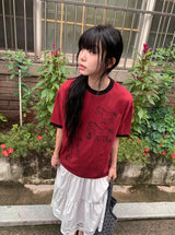 [unisex] モアブ ホース プリンティング リンガー ショート スリーブ ティー