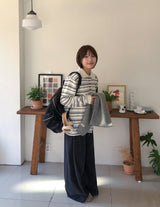 ケンタリーストライプカラーオーバーウールニット