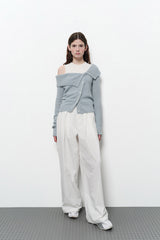OFF SHOULDER BUTTON CARDIGAN