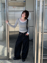 チャリンディープUネック2ウェイレイヤードTシャツ