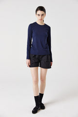 modal button long sleeve top_navy