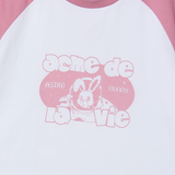 25SS SPACE RABBIT RAGLAN CROP SHORT SLEEVE T-SHIRT LIGHT PINK