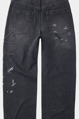 Aged Splatter Carpenter Denim Pants(Washed Black)