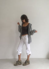 SHIRRING HOOD ZIP-UP 