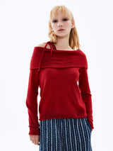 Wool Off-shoulder Top_Red