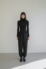 Wool jogger pants, Black