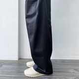 Black Curved Wide-Leg Trousers