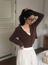 [MADE] Ghibli, striped cropped cardigan