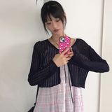 ドープシースルーVネッククロップドストリングボレロカーディガン