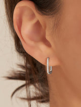 Glam Oval Hoop Stone Setting One-Touch 925 Silver Earring E037-04H (Worn by Aespa's Karina, Heize, Apink's Hayoung, Han Seung-yeon)