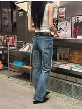 Blue washing boots cut pants