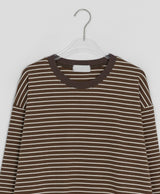 [unisex] Kemppa Stripe Over Round Long Sleeve Tee