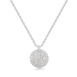 silver large pavé disc rhodium plating + 925 silver necklace N069-04H