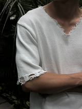 [S/S]バカンスダメージVネックハーフニット(3color)