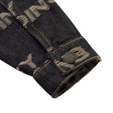 Frayed Logo Denim Jacket - Black