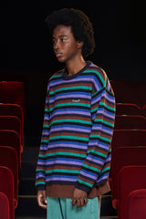 STRIPE MOHAIR KNIT / NAVY