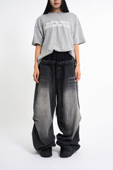 Sagging double denim banding pants