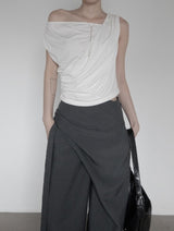 Ripple Drape One-Shoulder Off-Sleeveless