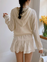 #Wish Eyelet Hood Wave Knit Cardigan (3color)