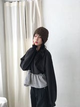 Plaid Frill Hoodie Tee