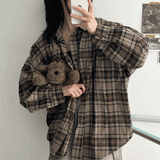 [Overfit♡/interseasonal item] From now on, autumn and spring by chocolate Avant Balloon Check Over Shirt (4 colors) #HighQuality