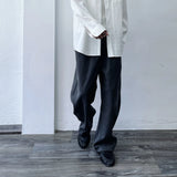Curved Drawstring Linen Trousers