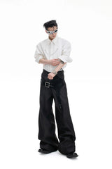 Croc Trim Straight Trousers