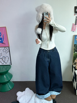 リボン🎀ワイドリボンロールアップデニムパンツ 🩵🎀